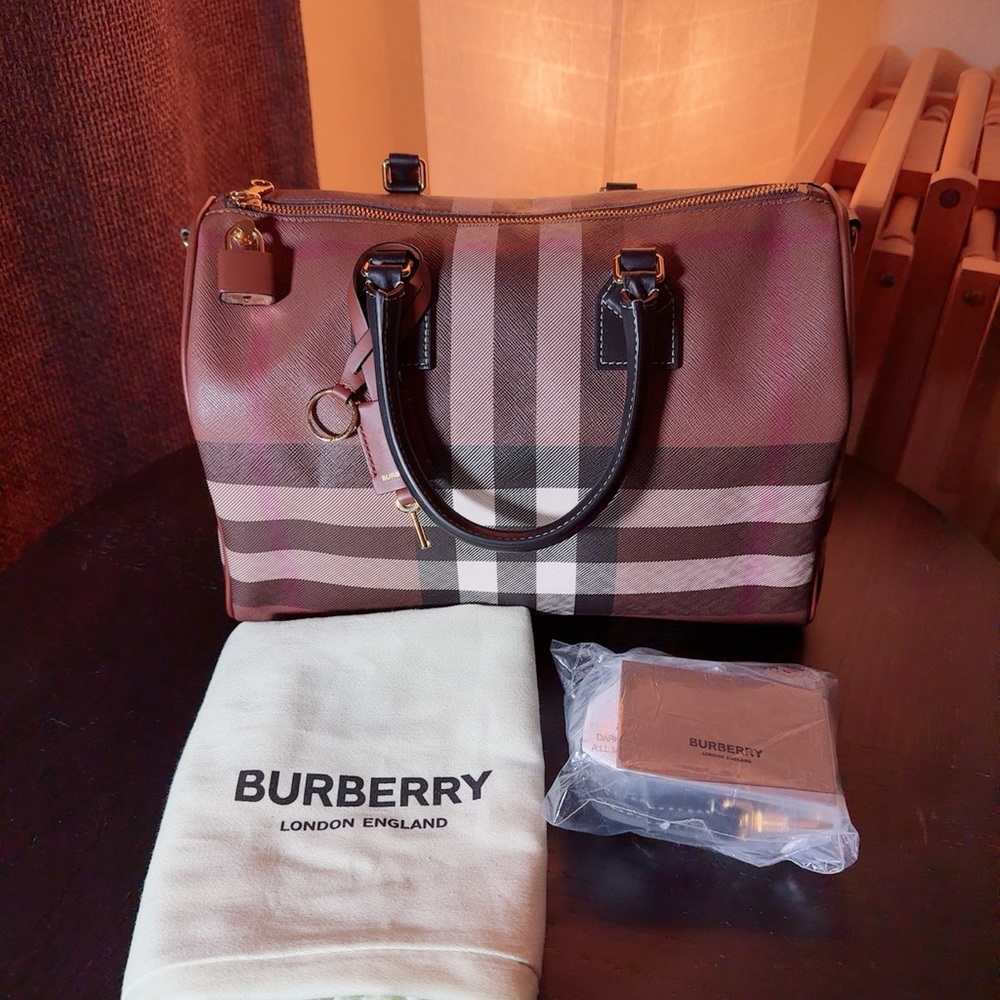 Burberry Brown Medium Check Bowling Bag